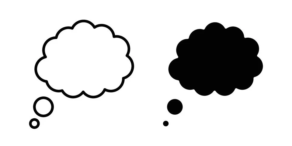 Think bubble icon black vector isolated on white Stock Illustration