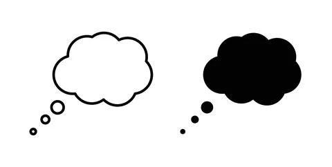 Think bubble icon collection in black, Line icons, flat symbols Stock Illustration
