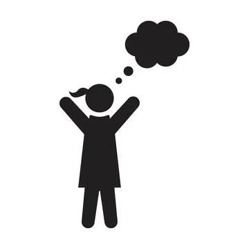 Think bubble icon vector female person profile avatar with bubble symbol Illustrazione stock