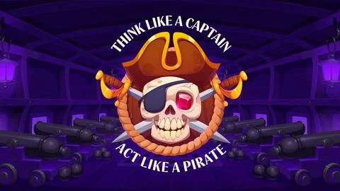 Think like captain act like pirate quote banner Stock Illustration