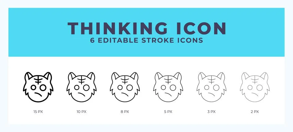 Think cat icon set with different stroke. Vector illustration with editable.. Stock Illustration