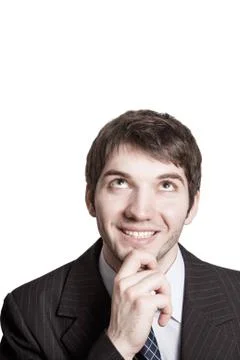 Think concept - pensive and creative businessman Stock Photos