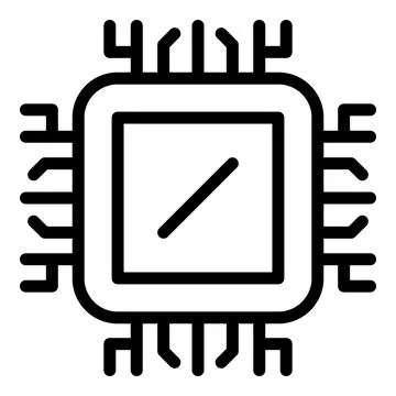 Think cpu icon, outline style Stock Illustration