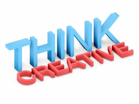Think Creative. 3D illustration isolated on white. 3D render. Stock Illustration
