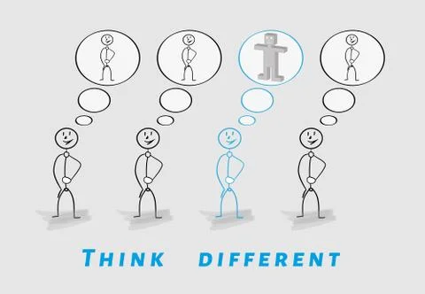 Think different, 2D vs 3D Illustrazione stock
