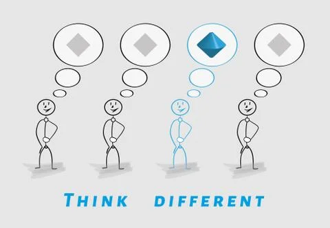 Think different, 2D vs 3D Stock Illustration