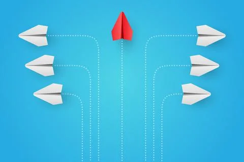 Think different - individuality concept. Individual and unique leader red pap Stock Illustration