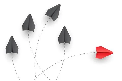 Think different. Individuality concept. Individual and unique leader red pa.. Stock Illustration