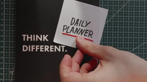 Think Different journal and Daily Planner note wide shot Stock Footage 341269418