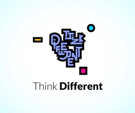 Think different phrase, graffiti logo sign, concept icon symbol Stock Illustration