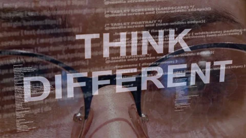 Think different text on background of female developer Stock Footage 107394326