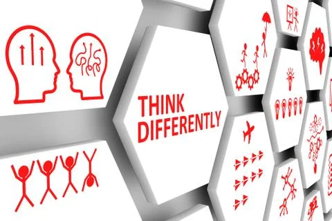 THINK DIFFERENTLY concept cell background 3d illustration Stock Illustration