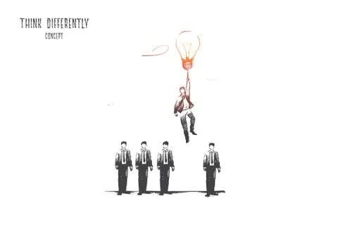 Think differently concept. Hand drawn isolated vector. Stock Illustration