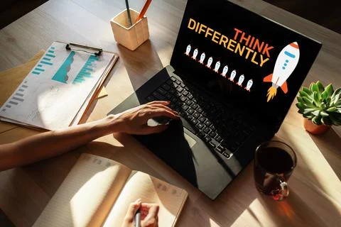 Think differently, Mind outside the box, Creativity, Innovation concept on Fotos Stock