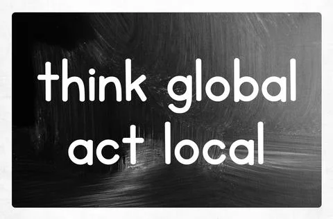 Think global act local concept Stock Photos