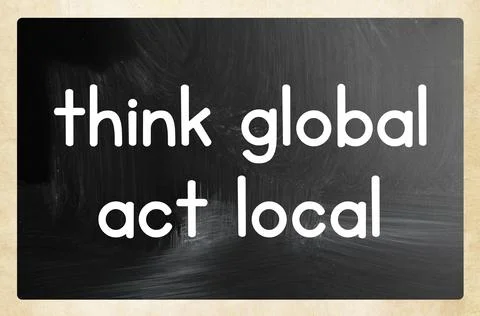 Think global act local concept Stock Photos