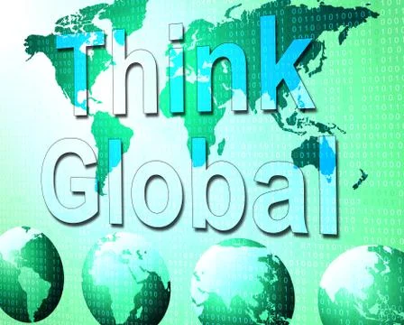 Think global representing contemplating worldly and contemplate Stock Illustration