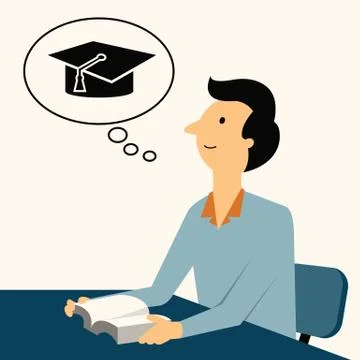 Think of graduation cap Stock Illustration
