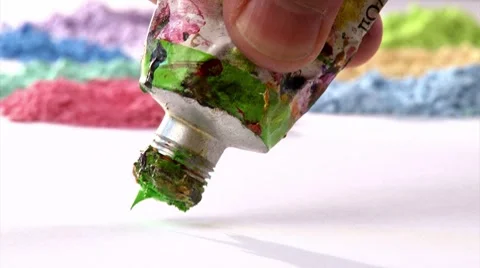 Think green. Concept Studio shot. Green oil paint and paintbrush, timelapse. Video stock 8099881