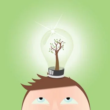 Think green – human mind Stock Illustration