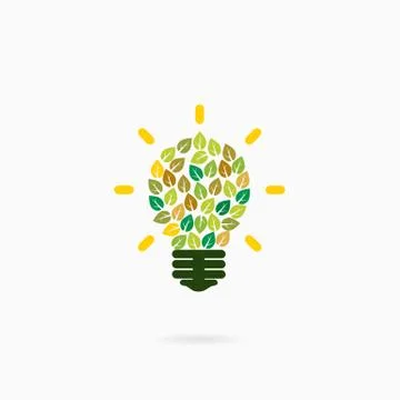 Think green idea concept logo.Abstract green bulb light logo vector design .. Stock Illustration