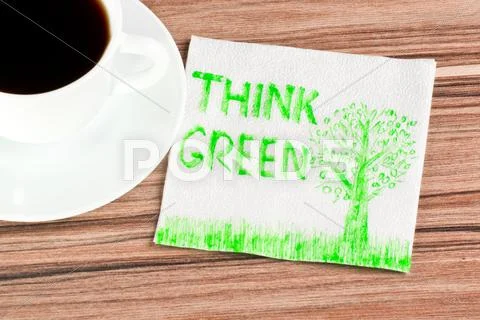 Think green on a napkin Stock Photos
