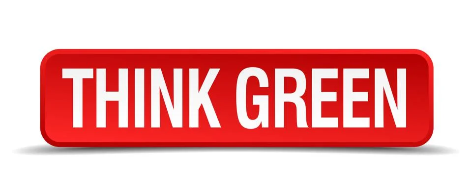 Think green red 3d square button isolated on white Stock Illustration