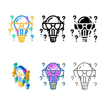 Think light bulb color styles icon vector Stock Illustration