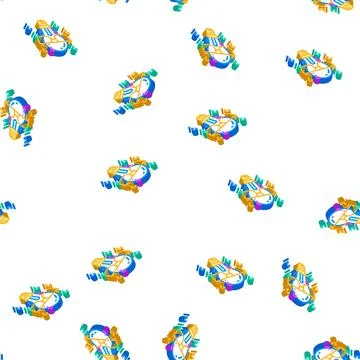 Think light bulb isometric icon seamless pattern Illustrazione stock