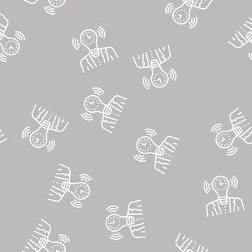 Think light bulb line seamless pattern Stock Illustration