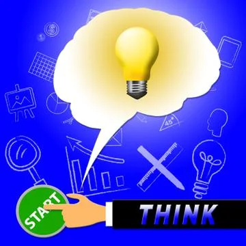 Think Light Represents Reflection And Consider 3d Illustration Stock Illustration
