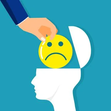 Think negative. Add pessimism to your mind. business concept vector illustrat Stock Illustration
