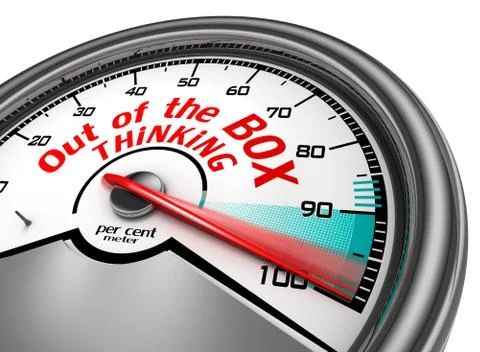 Think out of the box to hundred per cent conceptual meter Stock Illustration