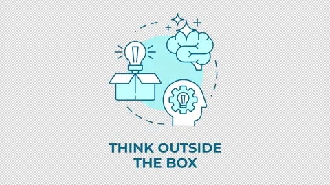 Think outside the box blue concept icon animation Stock Footage 341019530