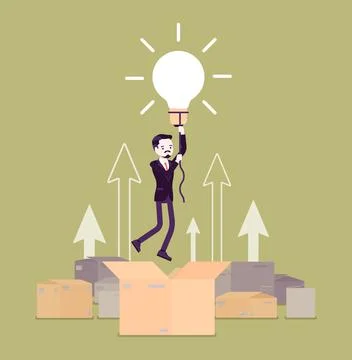 Think outside the box, bright creative man Stock Illustration