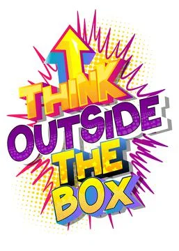 Think Outside The Box. Comic book words. Business, motivational, inspirationa Illustrazione stock