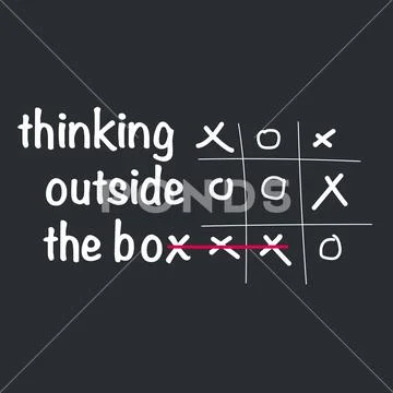 Think outside the box concept with tic tac toe game. vector ...