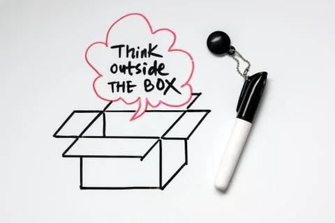Think outside the box as creative and leadership concept Stock Photos