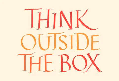Think Outside The Box Hand Drawn Lettering Illustrazione stock