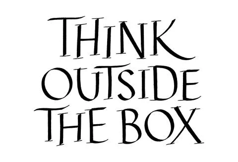 Think Outside The Box Hand Drawn Lettering Stock Illustration