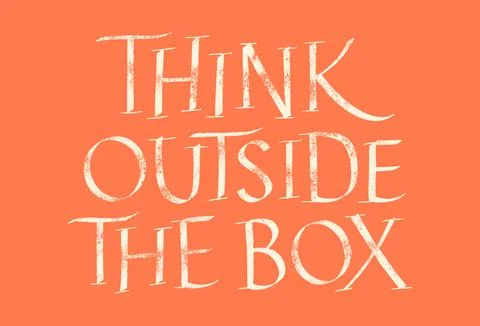 Think Outside The Box Hand Drawn Lettering Stock Illustration