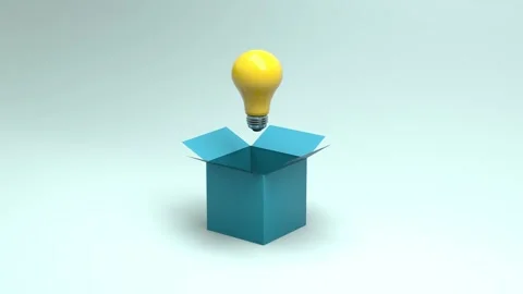 Think Outside The Box Idea, Light Bulb - 4K Stock Video Stock Footage 247230941
