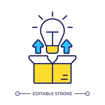 Think outside the box line color icon 库存插图