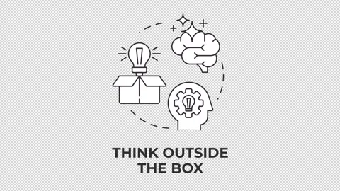 Think outside the box line concept icon animation Stock Footage 340282890