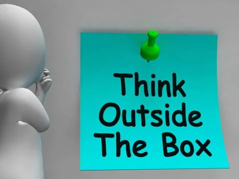 Think outside the box means different unconventional thinking Stock-Illustration