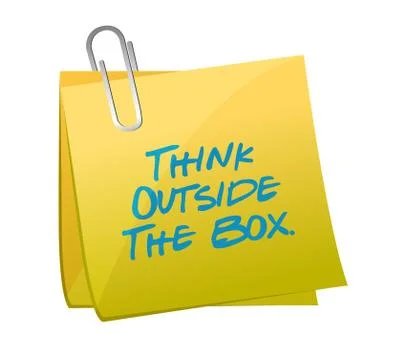 Think outside the box message written on a post Stock Illustration