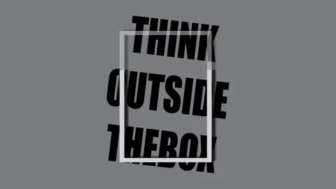 Think outside the box motivation quote animation. retro style. light out frame. Stock Footage 335582401