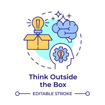 Think outside the box multi color concept icon Stock Illustration