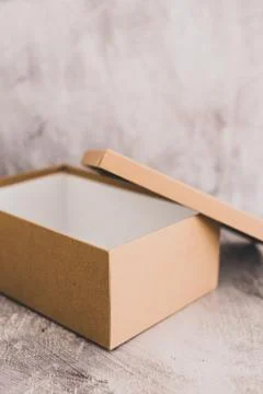 Think outside the box open empy container with copyspace Stock Photos