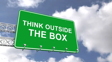 Think outside the box sign against blue sky Stock Footage 45372952